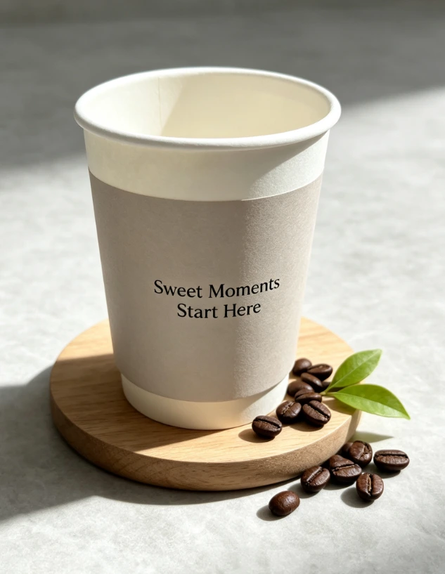 Neutral Tone Minimal Text Paper Cups